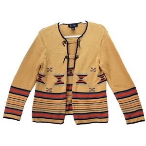 Denim & co Sweater S Cardigan Western Cowgirl Navajo Aztec Tribal Cowichan